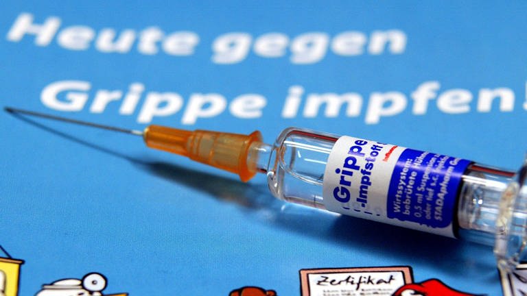 Broschüre mit der Aufschrift "Heute gegen Grippe impfen" (Foto: picture-alliance / Reportdienste, picture-alliance/ ZB | Andreas Lander)