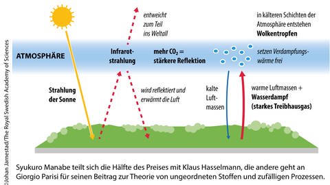 Dieses Schaubild veranschaulicht das Klima-Modell von Manebe. (Foto: dpa Bildfunk, dpa-infografik GmbH)