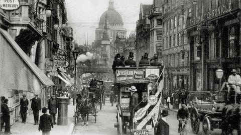 Die geschäftige Fleet Street in London um 1900 (Foto: picture-alliance / Reportdienste, picture-alliance / IMAGNO/Austrian Archives | Anonym)