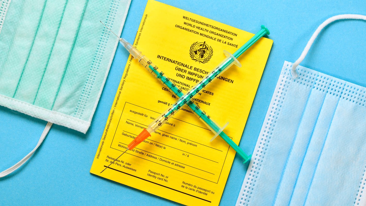 Impfausweis mit gekreuzten Spritzen (Foto: IMAGO, IMAGO / Christian Ohde)
