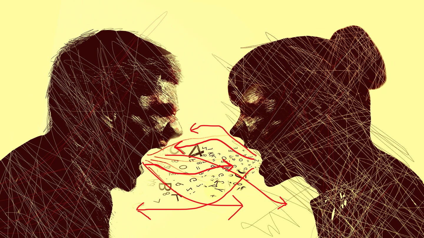 gezeichnetes Paar schreit sich an (Foto: IMAGO, IMAGO/ Ikon Images)