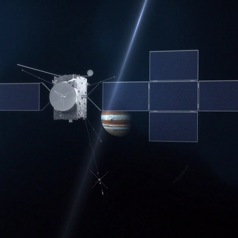 Animation der Weltraumsonde JUICE im Anflug zum Jupiter. (Foto: SWR, SWR aktuell BW)