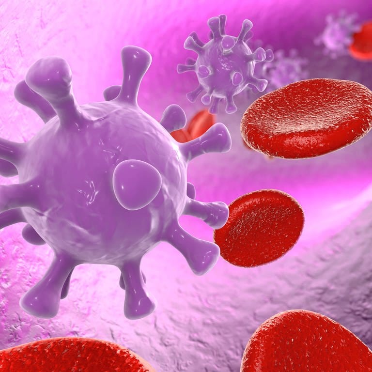 HI-Viren in der Blutbahn (Illustration) (Foto: IMAGO, IMAGO / Science Photo Library)