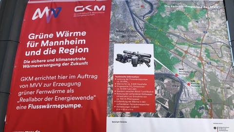 Der Plan für die Flusswärmepumpe der Großkraftwerk Mannheim AG GKM im Auftrag der MVV (Foto: SWR)