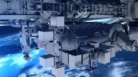 Die Nutzlastplattform Bartolomeo von Airbus wird am europäischen Modul Columbus der Internationalen Raumstation ISS angebracht werden. (Foto: Pressestelle, Credit: Airbus)
