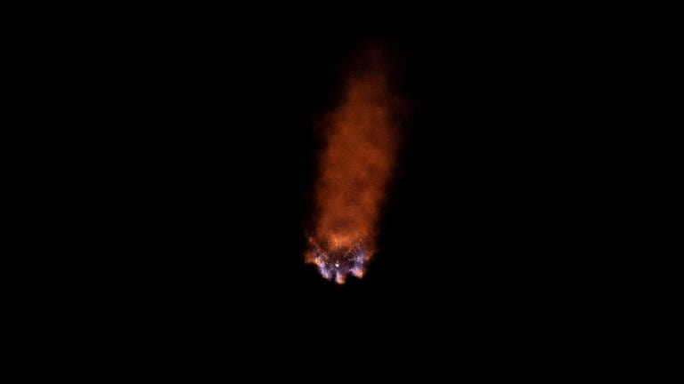 Stichflamme des Raumschiffs Dragon 2 mit der Kapsel Crew Dragon auf dem Weg zur ISS (Foto: IMAGO, Imago Images / ZUMA Wire)