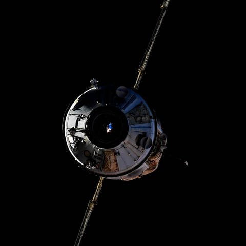 Nauka-Modul vor dem Andocken an die ISS (Foto: picture-alliance / Reportdienste, dpa Bildfunk, picture alliance/dpa/Roscosmos Space Agency Press Service | Oleg Novitsky)