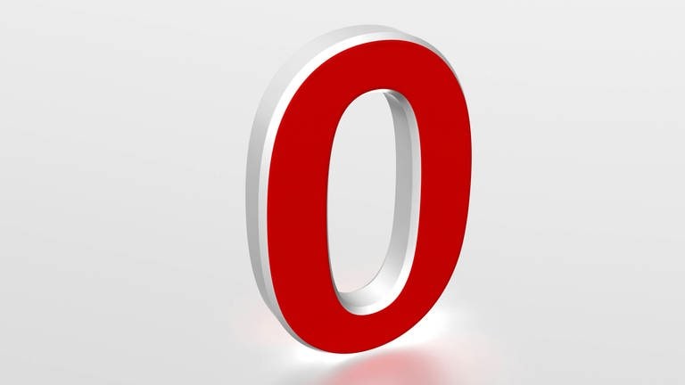 Die Zahl Null in roter Farbe. Die Null wurde in Indien erfunden (Foto: IMAGO, IMAGO / YAY Images)