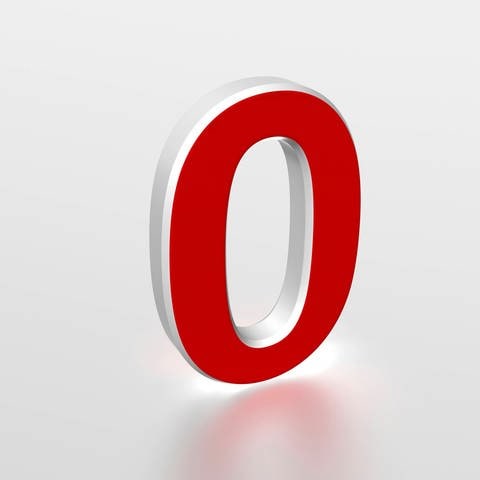 Die Zahl Null in roter Farbe. Die Null wurde in Indien erfunden (Foto: IMAGO, IMAGO / YAY Images)