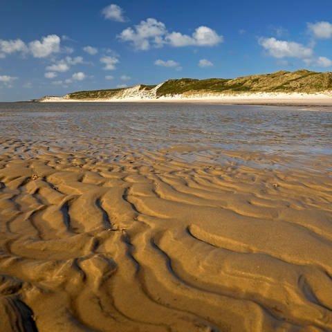 Sandstrand mit Muster: Wie entstehen am Strand die typischen Linienmuster im Sand ("Rippel")? (Foto: IMAGO, IMAGO / imagebroker)