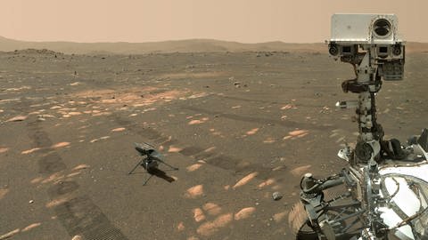  Perseverance fotografiert seinen Begleiter Ingenuity auf dem Mars (Foto: IMAGO, NASA/JPL-Caltech)