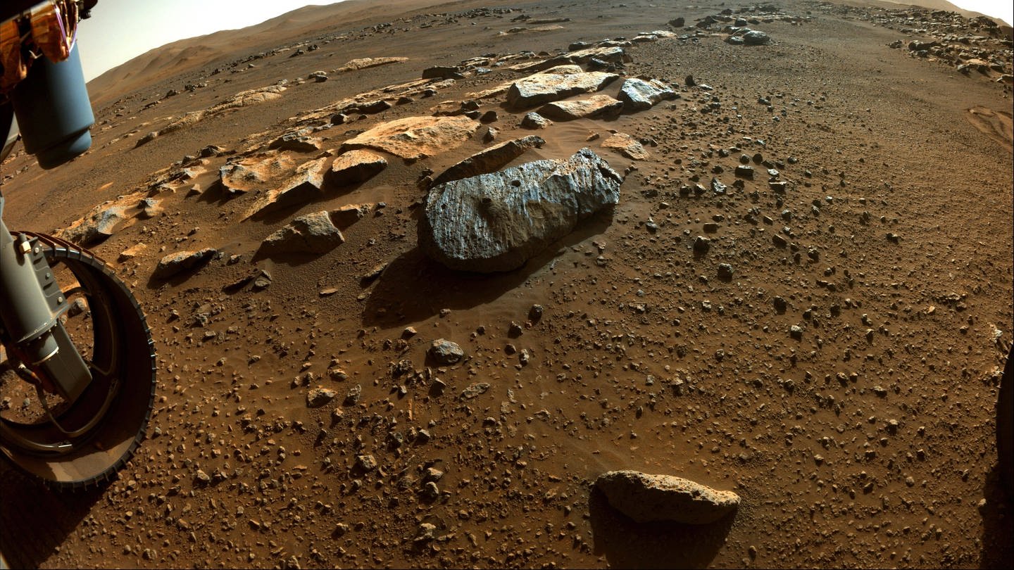 Bild von der Marsoberfläche mit Gesteinen (Foto: IMAGO, / Cover-Images)