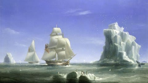 Antarktis-Expedition von James Weddell im Jahre 1823. (Gemälde von William John Huggins ) (Foto: dpa Bildfunk, picture alliance / Photoshot)