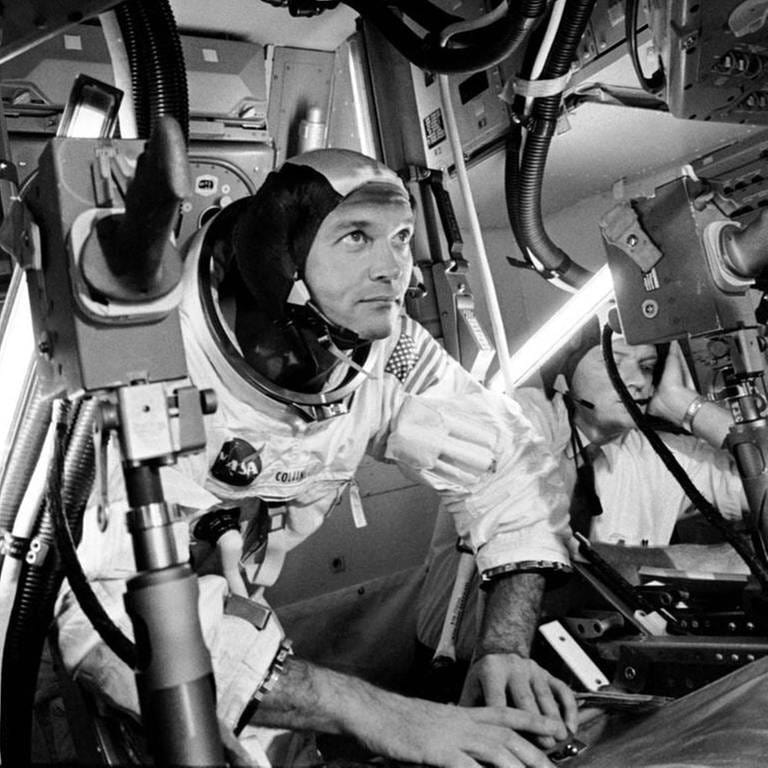 Astronaut Michael Collins  bei Tests für das Lunar Modul der Apollo 11 Mission