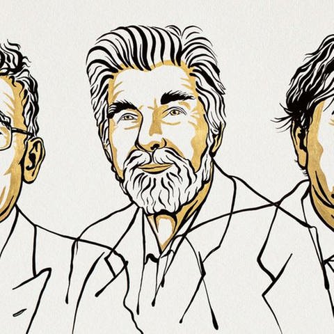 Die Physiknobelpreisträger: Syukuro Manabe, Klaus Hasselmann und Giorgio Parisi  (Foto: Pressestelle, Ill. Niklas Elmehed © Nobel Prize Outreach)