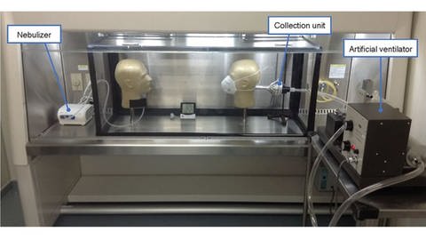 Zwei Puppenköpfe, die für das Experiment an technische Geräte angeschlossen sind, stehen sich in einem geschlossenen Behälter gegenüber. (Foto: Pressestelle, Copyright © 2020 Ueki et al., Bildausschnitt)
