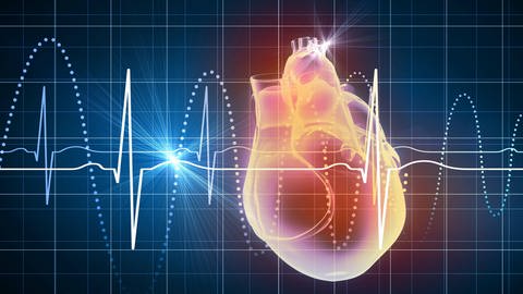 Illustration eines menschlichen Herzes und Kardiogramm