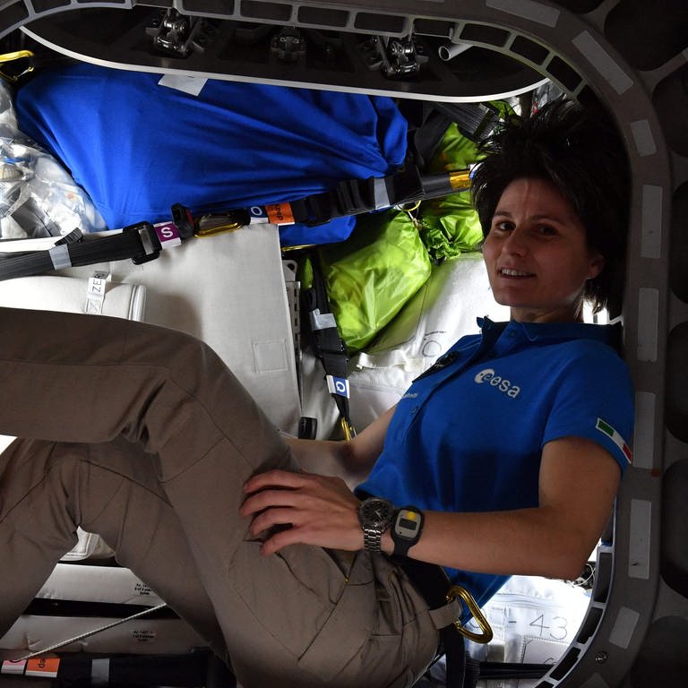 ESA-Astronautin Samantha Cristoforetti auf der ISS (Foto: Pressestelle, ESA/NASA)