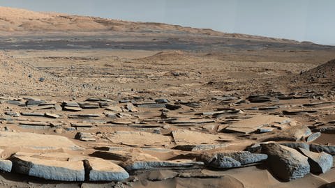 Eine Seenlandschaft muss früher im Gale-Krater existiert haben (Foto: Pressestelle, NASA/JPL-Caltech)