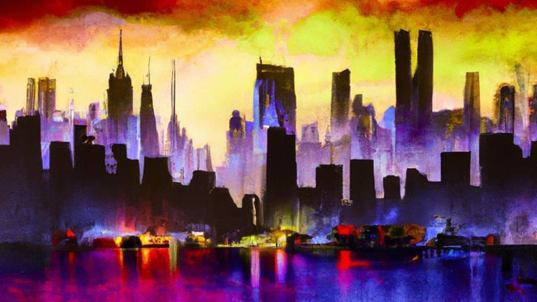 DALL·E - Surreal painting of the New York City skyline