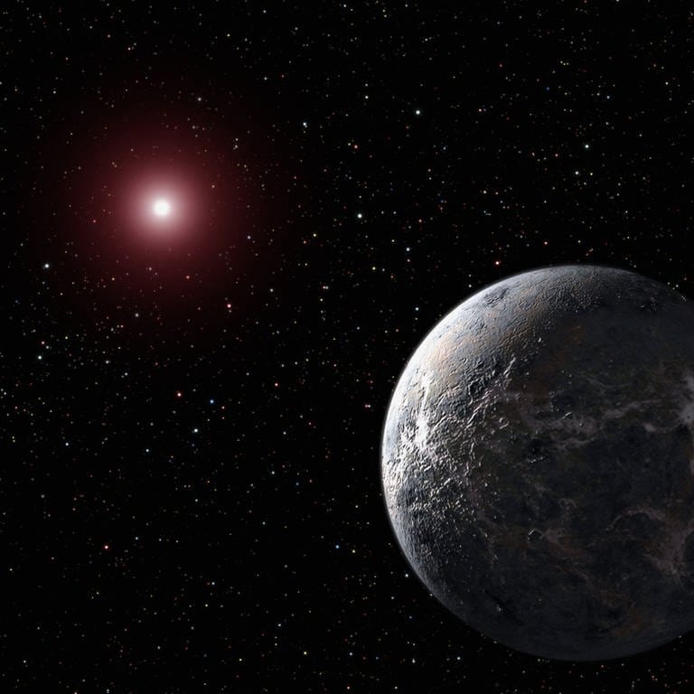 Das Bild zeigt, wie ein Exoplanet aussehen könnte, der einen Stern umkreist. (Foto: IMAGO, agefotostock)