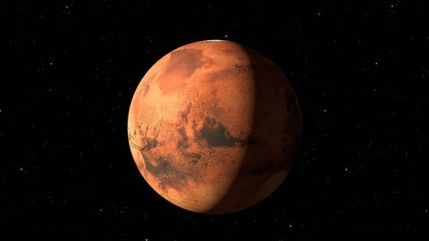 Computergrafik vom Planeten Mars im Weltall. (Foto: IMAGO, IMAGO / blickwinkel)