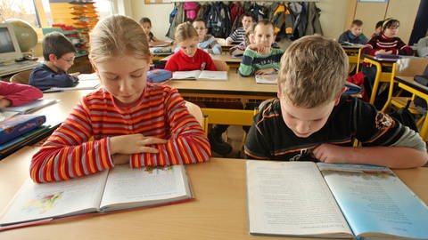 Schüler*innen der vierten Klasse lesen im Unterricht. (Foto: picture-alliance / Reportdienste, picture-alliance/ ZB | Martin Schutt)