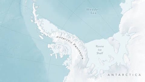 Karte der Antartktis Halbinsel. Westlich liegt die Bellingshausensee. (Foto: IMAGO, IMAGO / Cover-Images)