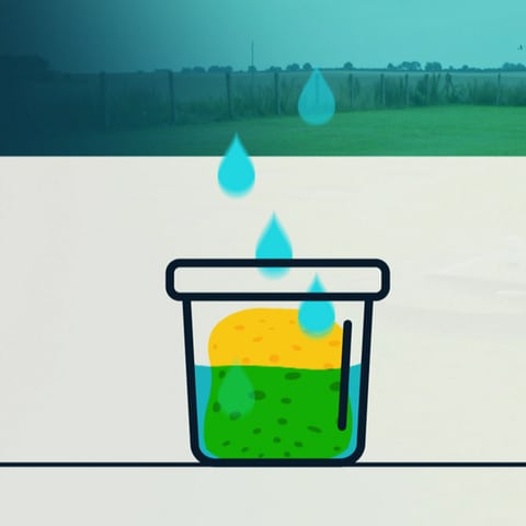 Grafik: Ein Schwamm in einem Blumentopf saugt Wasser auf.