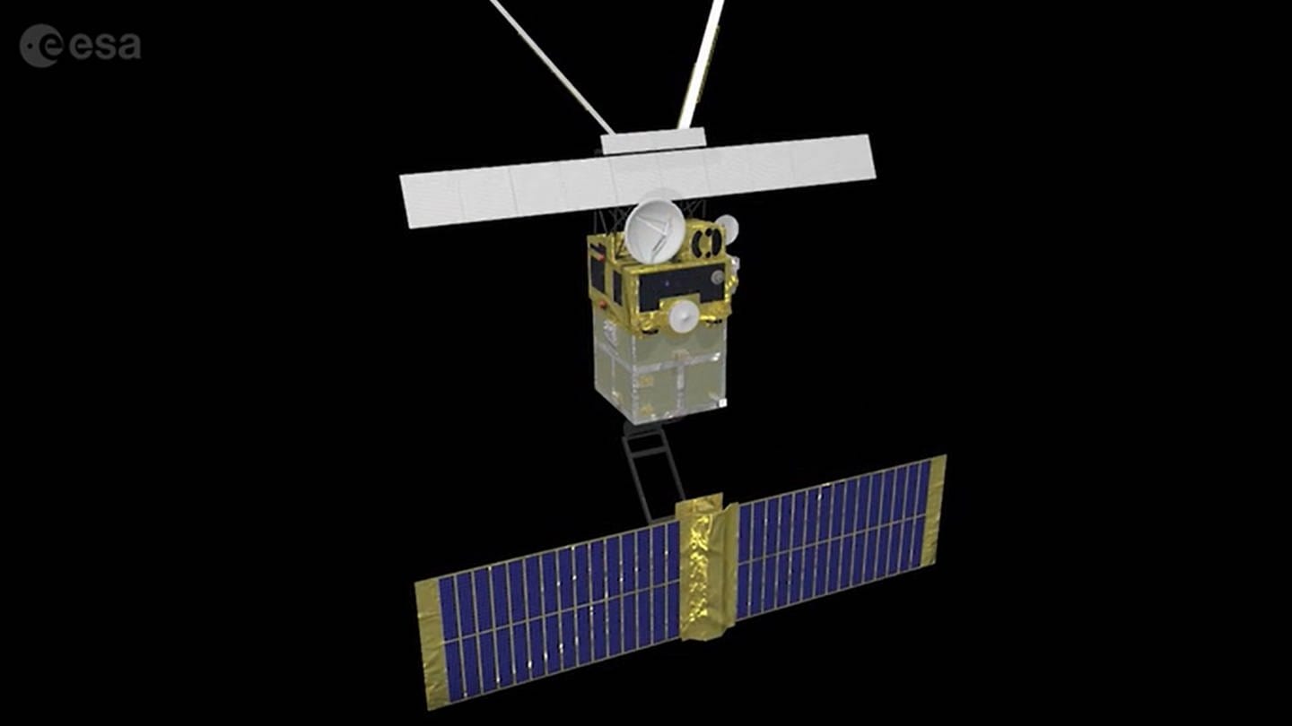 Grafische Darstellung des ERS-2 Satelliten. Satellit ERS-2 verglüht im Lauf des Nachmittags in der Atmosphäre. (Foto: Pressestelle, ESA)