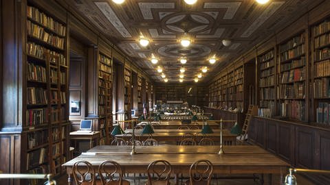 Viele Universitätsbibliotheken lassen Bücher aus dem 19. Jahrhundert nun auf Belastungen mit Arsen überprüfen. Das geht zum Beispiel mit einer Röntgenfluoreszenzanalyse. (Lesesaal der Universitätsbibliothek in Wien) (Foto: IMAGO,  imago/imagebroker)