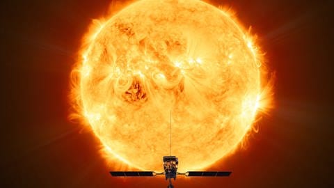 Solar Orbiter wird so nahe wie möglich an die Sonne heranfliegen. Dabei ist die Hitze die größte Herausforderung. (Foto: ESA/ATG medialab)
