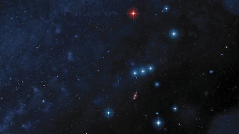 Illustration des Sternbildes Orion. Wenn Beteigeuze stirbt, sehen wir das erst mit 640 Jahren Verspätung. (Foto: IMAGO, imago/Science Photo Library)