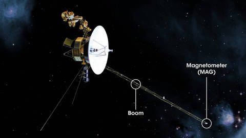 Kontakt zur Voyager 1 Sonde wurde wieder hergestellt. Ingenieure haben der Sonde Voyager 1 eine Nachricht geschickt und eine möglicherweise ermutigende Antwort erhalten, da sie hoffen, ein seit fünf Monaten bestehendes Kommunikationsproblem mit der alternden Raumsonde zu beheben. Während Voyager 1 weiterhin ein stabiles Funksignal an sein Missionskontrollteam auf der Erde übermittelt, hat dieses Signal seit November keine verwertbaren Daten mehr übertragen, was auf ein Problem mit einem der drei Bordcomputer des Raumfahrzeugs hindeutet. Das Raumschiff Voyager der NASA mit dem Magnetometer MAG-Instrument und seinem Ausleger. 