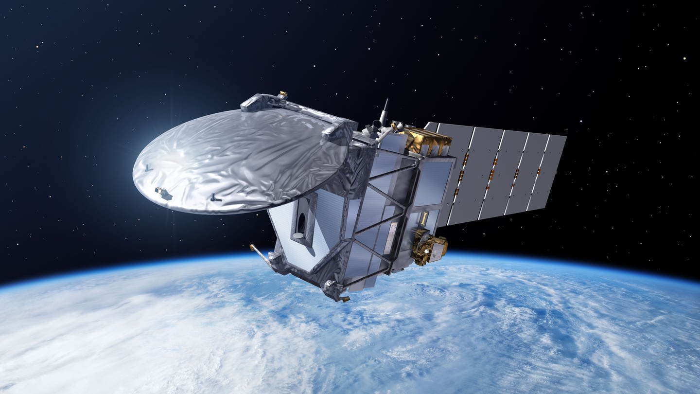 Der Erdbeobachtungssatellit EarthCARE der ESA. (Foto: Pressestelle, ESA Standard Licence)