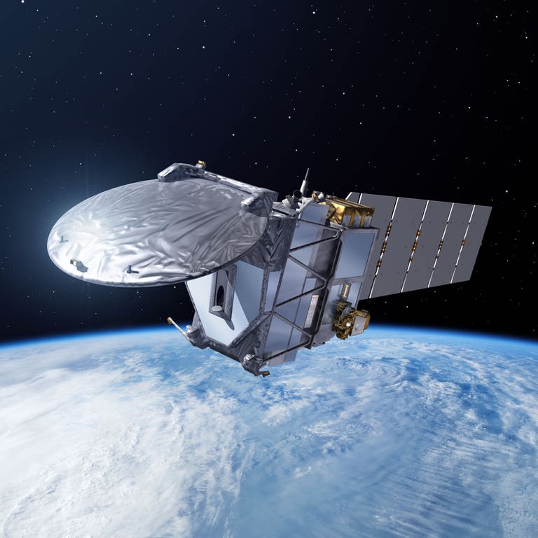 Der Erdbeobachtungssatellit EarthCARE der ESA.