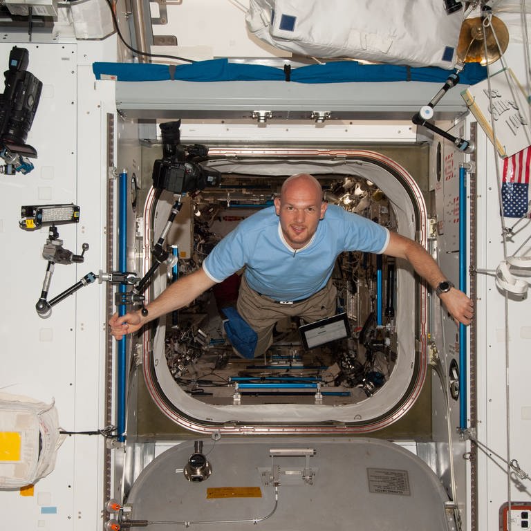 ESA-Astronaut Alexander Gerst in der Internationalen Raumstation ISS.