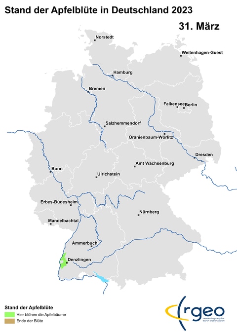 Landkarte von Apfelblütenland am 31. März 2023 (Foto: SWR)