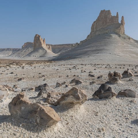 Bozzhira-Schlucht, Ustjurt-Hochebene, Mangystau, Kasachstan, Zentralasien (Foto: IMAGO, robertharding / Michael Runkel)