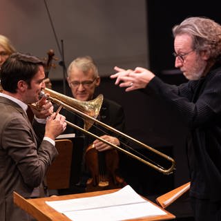 Stephen Menotti, Posaune und Brad Lubman, Dirigent (Foto: SWR, Ralf Brunner)