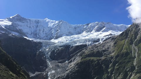 Der Untere Gletscher bei Grindelwald im Berner Oberland: Vor 150 Jahren reichte er bis zu der Stelle, wo das Foto geschossen wurde. (Foto: SWR, Gábor Paál)