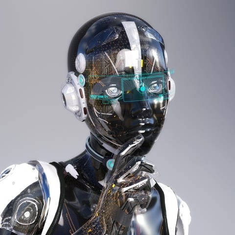 Künstlerische Darstellung eines humanoiden Roboters mit künstlicher Intelligenz (Foto: picture-alliance / Reportdienste, picture alliance / CHROMORANGE | Knut Niehus)