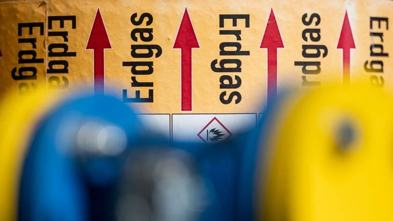 Sorge vor steigenden Gaspreisen: Schild mit der Aufschrift Erdgas (Foto: dpa Bildfunk, Marijan Murat)