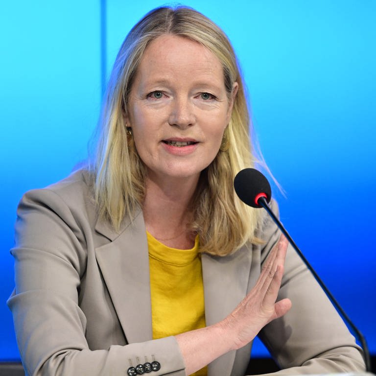 Thekla Walker (Bündnis 90Die Grünen), Umweltministerin von Baden-Württemberg, legt bei einer Pressekonferenz im Landtag einen Klimaschutz-Bericht vor.