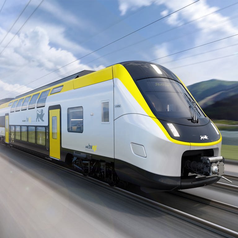Die am 9. Mai 2022 von Alstom herausgegebene Visualisierung zeigt einen Coradia-Stream-High-Capacity-Doppelstockzug.