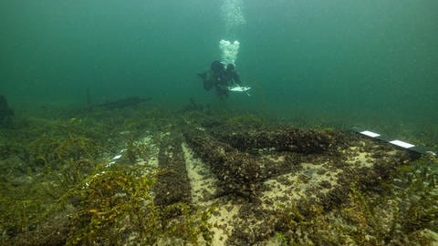 Ein Forschungstaucher vermisst ein Schiffswrack im Bodensee.