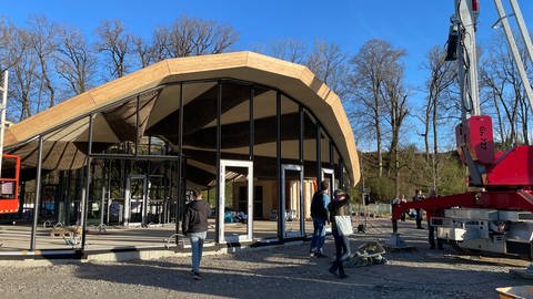 Der Pavillon der Landesgartenschau in Wangen ist noch eine Baustelle. (Foto: SWR, Wolfgang Wanner)
