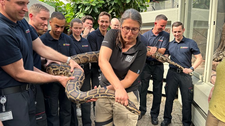 Feuerwehr Mannheim übt Tierrettung von exotischen Tieren
