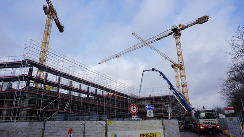 Baustelle des neuen Landratsamtes Reutlingen mit Stand vom 14.12.2023