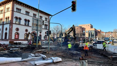 In der Stadtmitte in Kaiserslautern laufen die Bauarbeiten weiter. 